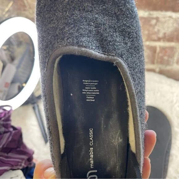 Mahabis Classic Wool Slip On Gray Slippers W10.5-11 M8.5-9 (sz 42) - Picture 9 of 9